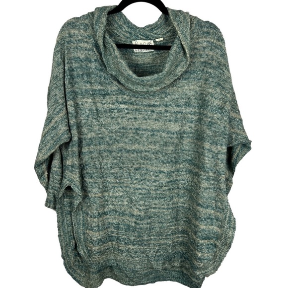 Field Flower Cowl Neck Cotton Blend Knit Tunic Sweater Medium Green - Picture 1 of 12